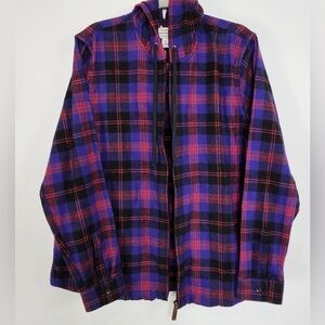 L.L. Bean Women's Scotch Plaid Flannel Shirt, Relaxed Zip Hoodie relaxed fit XL